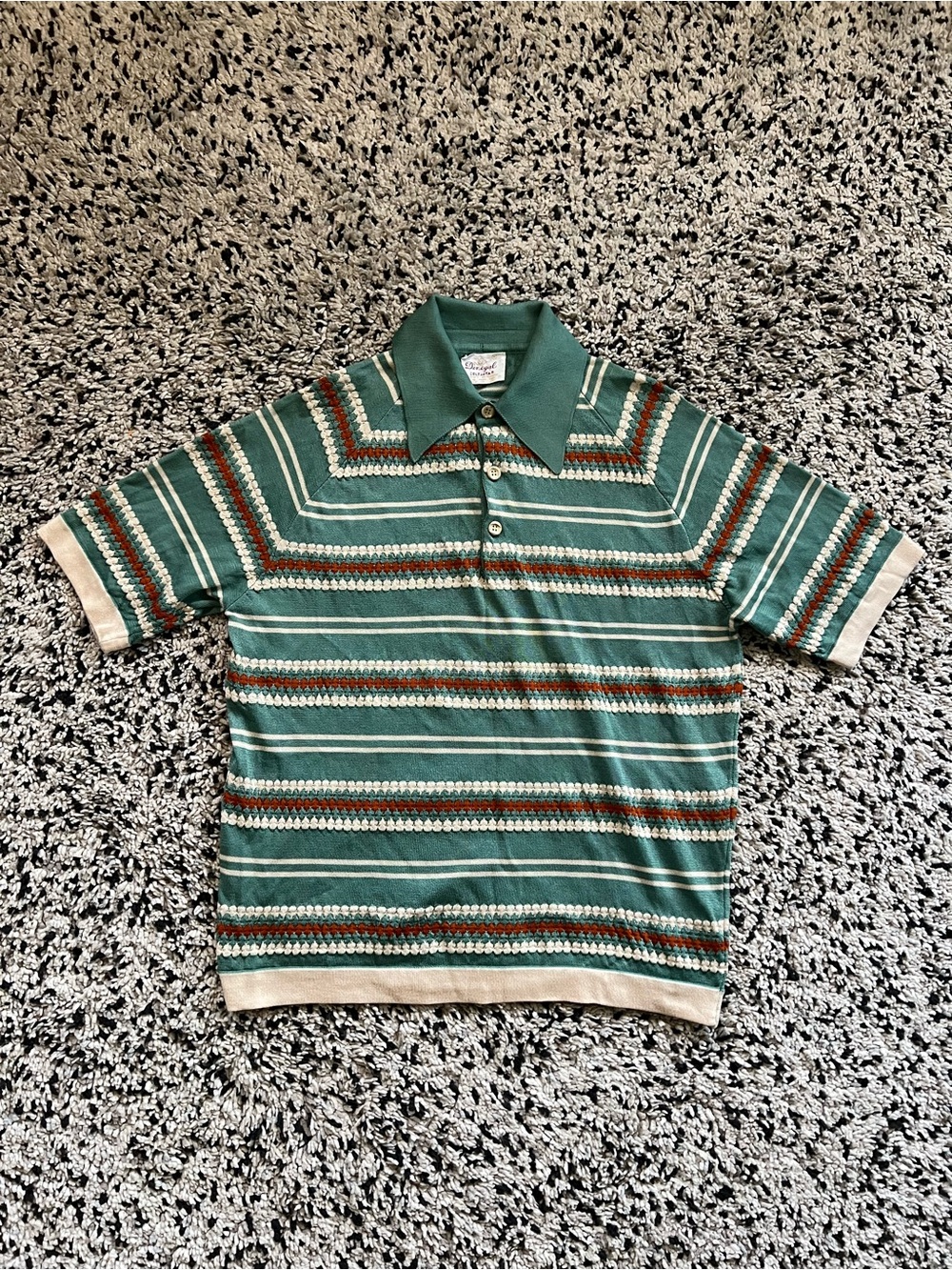 Vintage Donegal Colesta Shirt Green Knit Stripe Short Sleeve Men’s XL